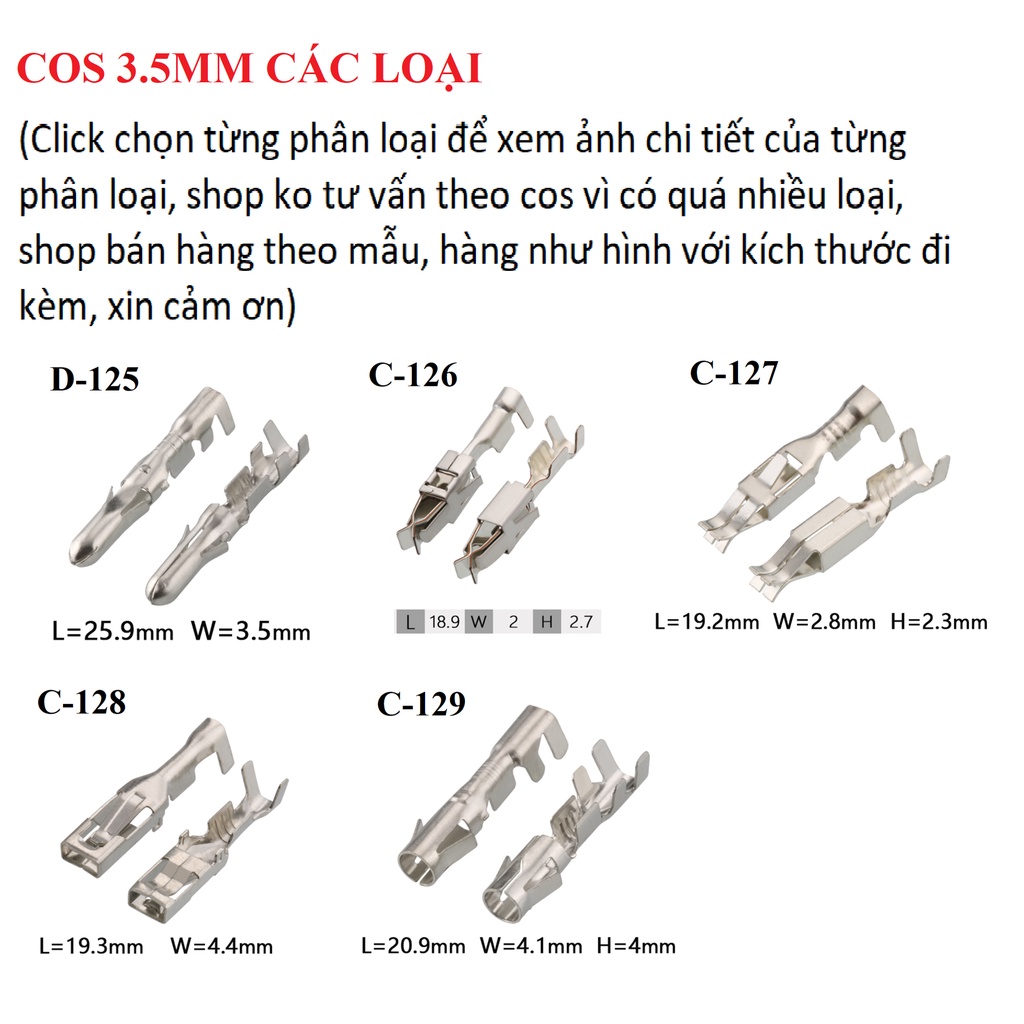 Đầu Cos 3.5mm đực cái các loại (giá 1 cái)