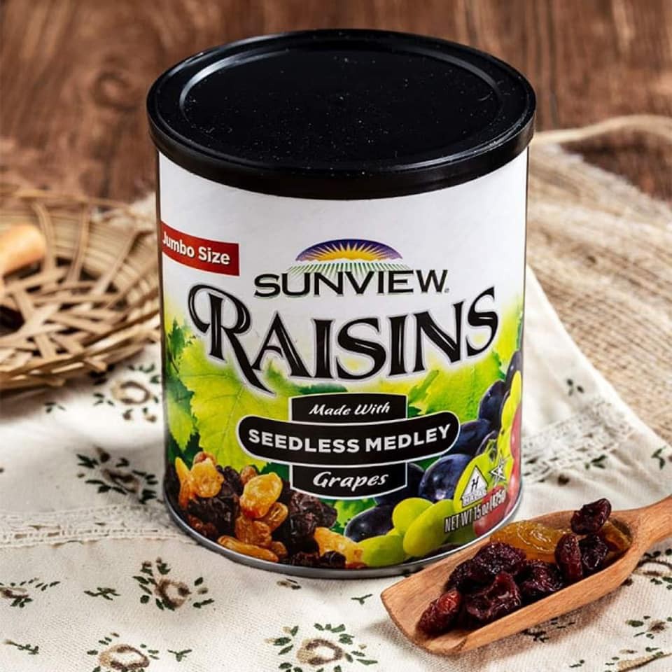 Nho khô Raisins hộp quà có túi xách nhập khẩu Mỹ - Nho Lon Hỗn Hợp