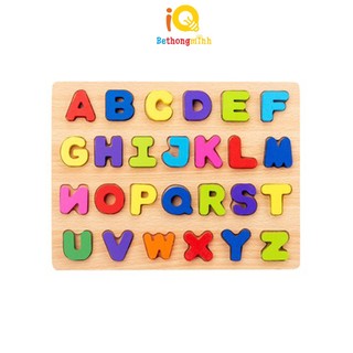 Bảng Chữ Cái Nổi In Hoa Bằng Gỗ BeThongMinh - Đồ Chơi Giáo Dục Cho Bé Học Chữ và Số