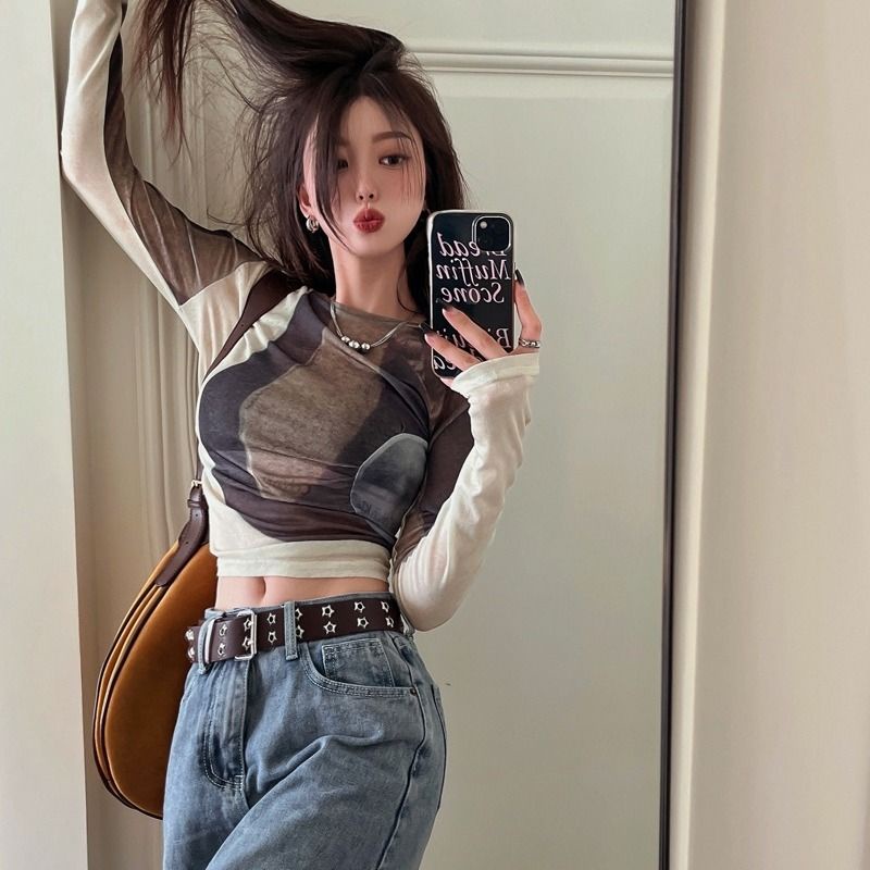 Áo Thun Tay Dài Màu Sắc Tương Phản Thời Trang Mùa Thu 2022 Cho Nữ