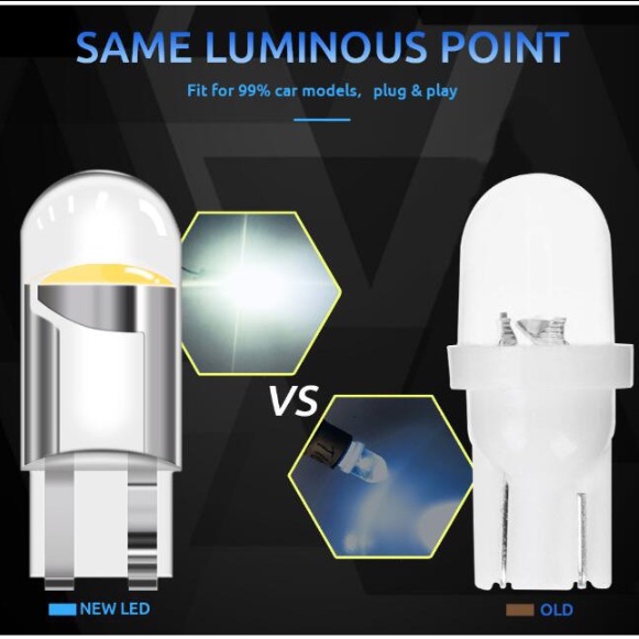 Set 10 Đèn LED T10 W5W 24V COB 24V Chống Thấm Nước Gắn Biển Số Xe Hơi