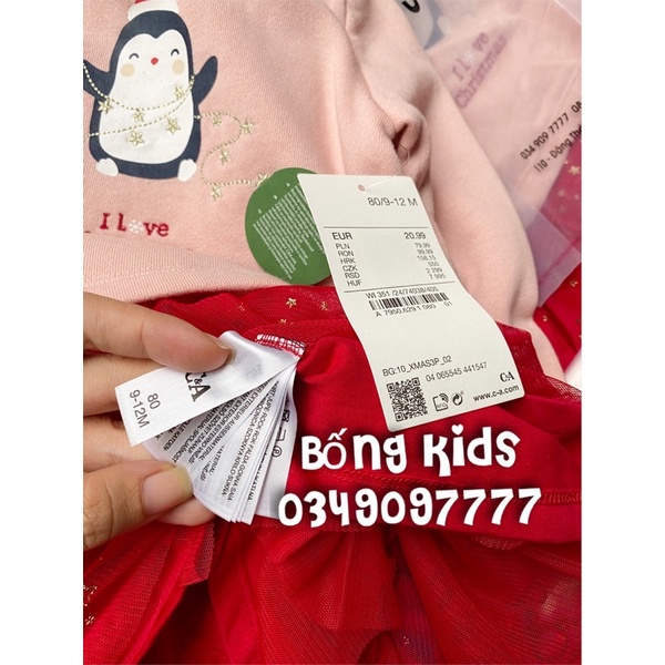 Váy Nỉ Tutu Bé Gái Chim Cánh Cụt Hồng/Đỏ C&amp;A