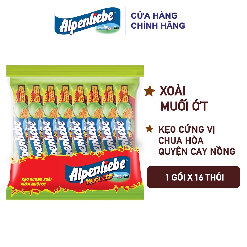 Kẹo Alpenliebe Hương Xoài Nhân Muối Ớt ( Gói 16 Thỏi )