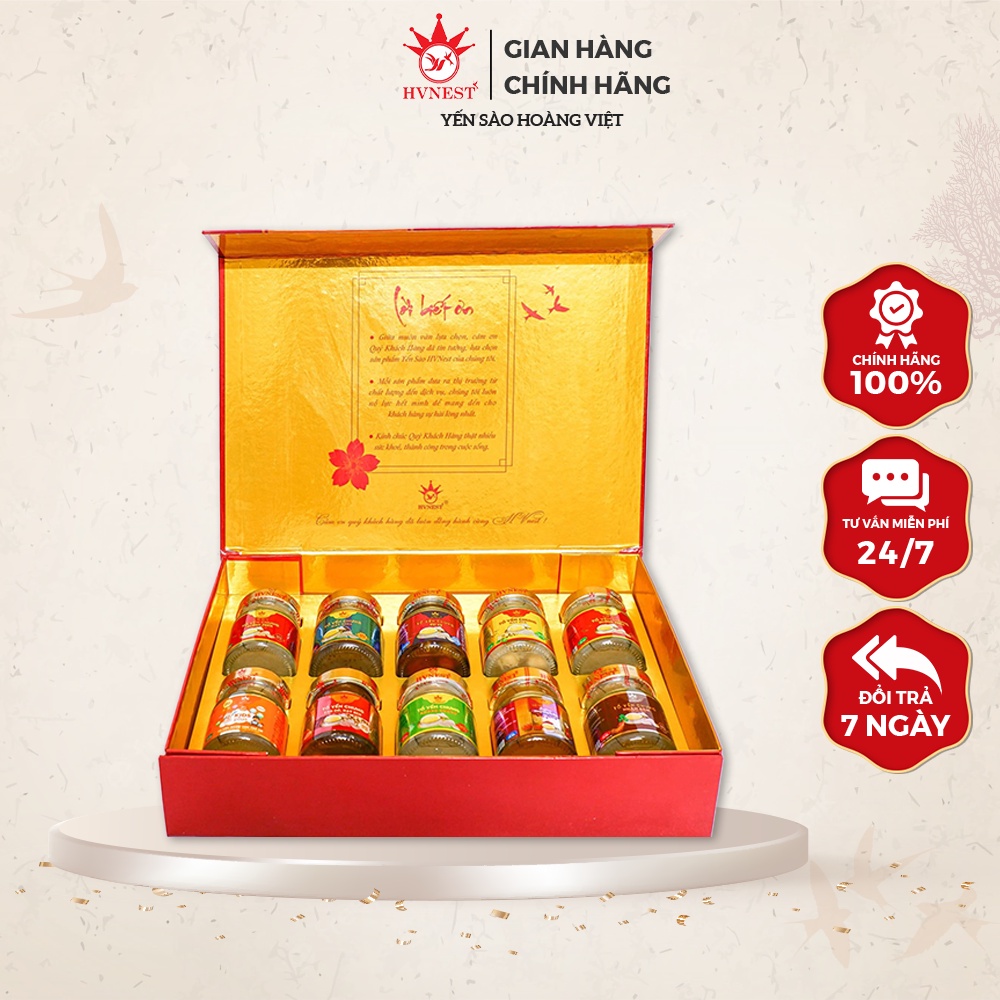 XÁCH QÙA TẶNG TẾT CAO CẤP YẾN SÀO HVNEST 10 HŨ