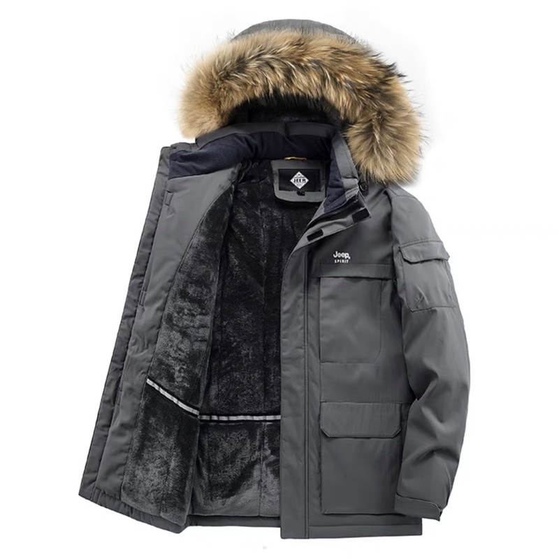 Áo Parka Nam Khoác Đại Hàn Lót Lông Cao Cấp Mũ Lông Có Thể Tháo Rời