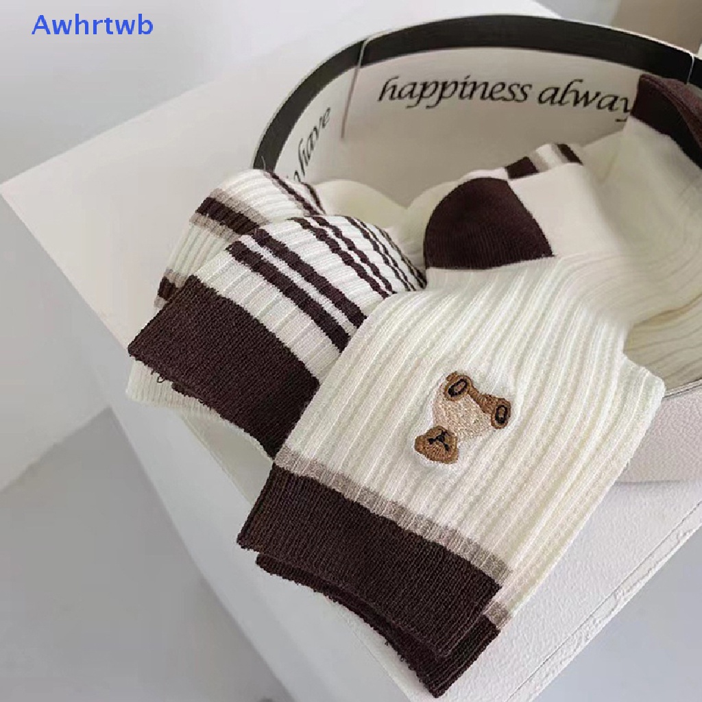 Vớ Dày Họa Tiết Hoạt Hình Kẻ Sọc Trắng Đen Thời Trang Thu Đông Cho Nữ Mới