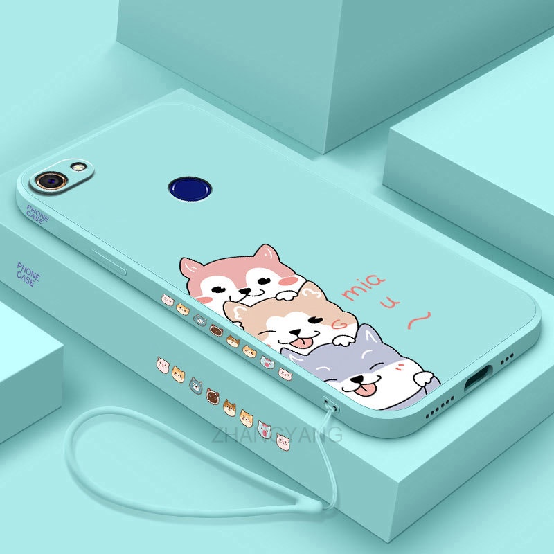 Ốp Điện Thoại TPU Dẻo Họa Tiết Chú Chó Dễ Thương Kèm Dây Đeo Cho oppo f7 oppo f5