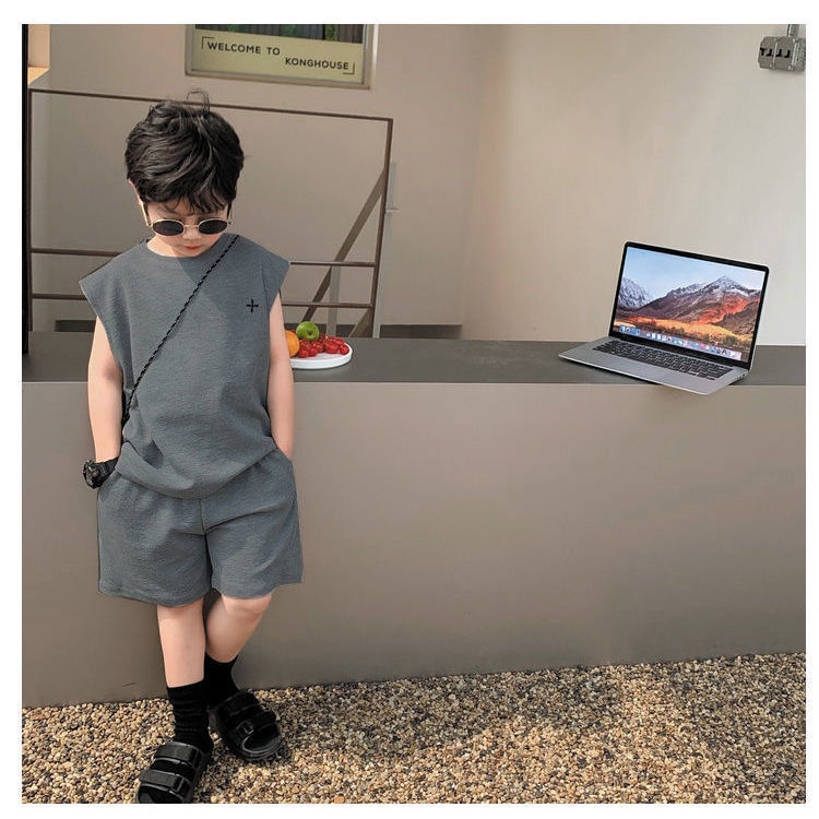 Set Áo Thun Ngắn Tay Và Quần Short Họa Tiết Hoạt Hình Phong Cách Đường Phố Cho Bé Trai