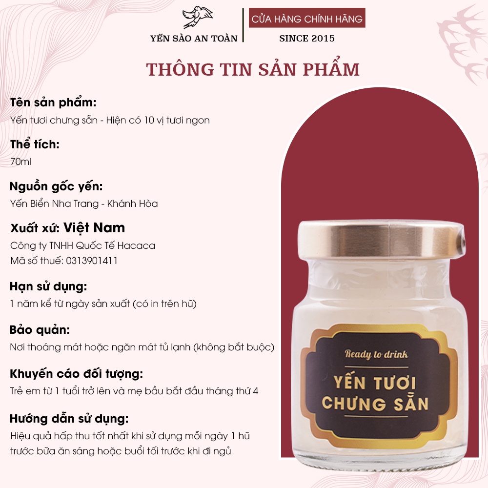Yến chưng sẵn yến sào Khánh Hoà HỘP QUÀ  Hộp SANG TRỌNG 2 VỊ THƯỢNG HẠNG nhân sâm và đông trùng từ Yến Sào An Toàn