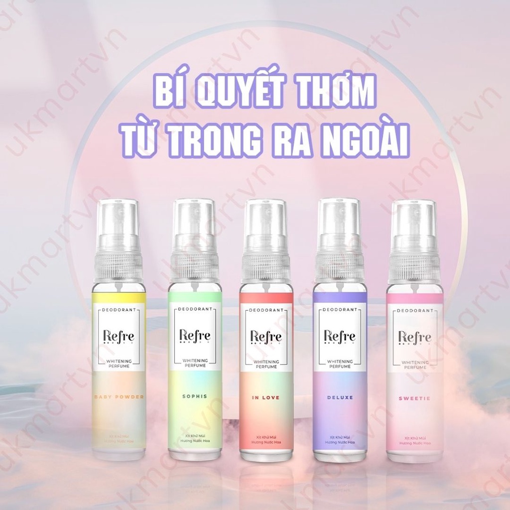 Xịt Khử Mùi Refre Hương Nước Hoa Dưỡng Trắng Vùng Nách 30ml