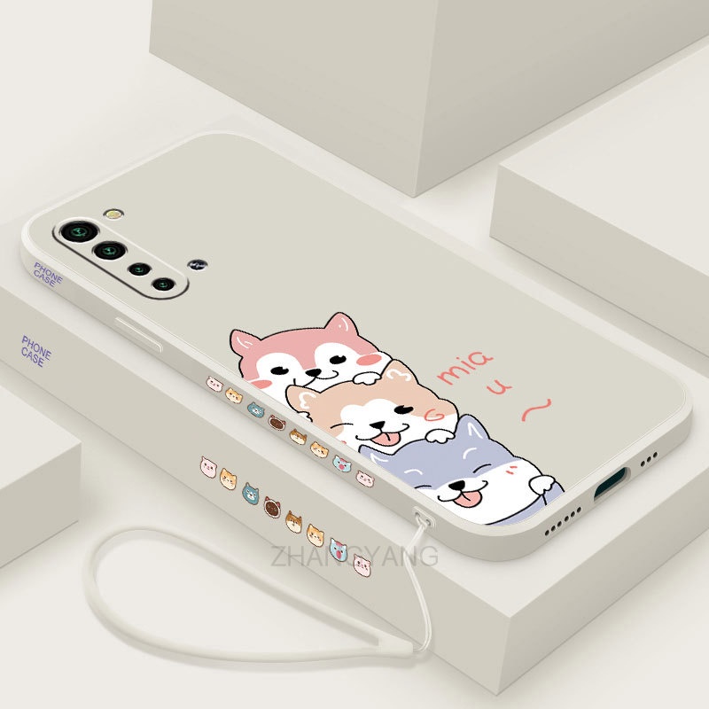 Ốp Điện Thoại Silicone TPU Mềm Họa Tiết Cún Đáng Yêu Có Dây Đeo Cho oppo reno 3