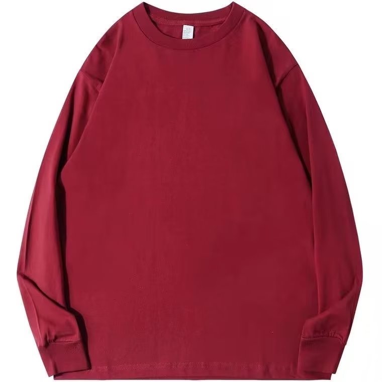 Áo Sweater Tay Dài Cổ Tròn Dáng Rộng Màu Đỏ Phong Cách Hàn Quốc Mới Cho Nam áo tay dài trơn unisex