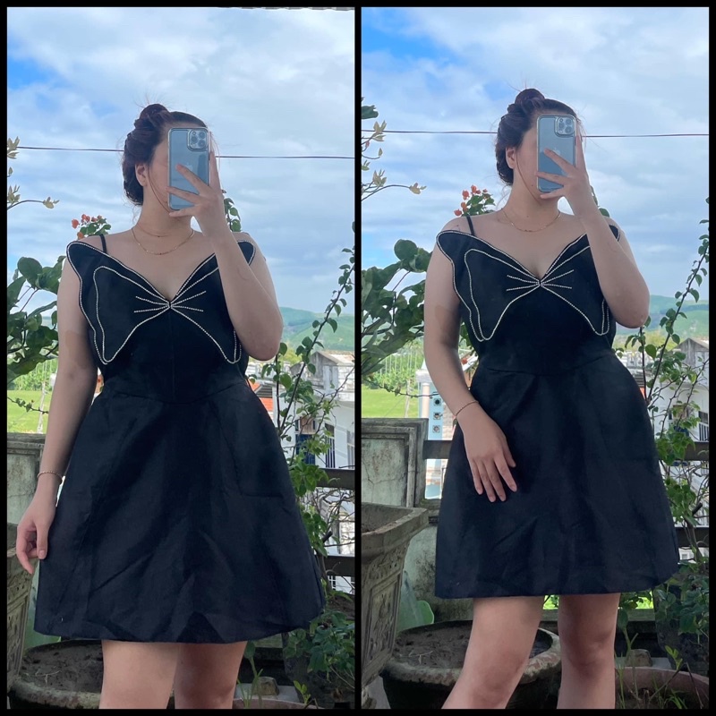 Bigsize Đầm hai dây cánh bươm đính hạt thiết kế sang chảnh 50-90kg