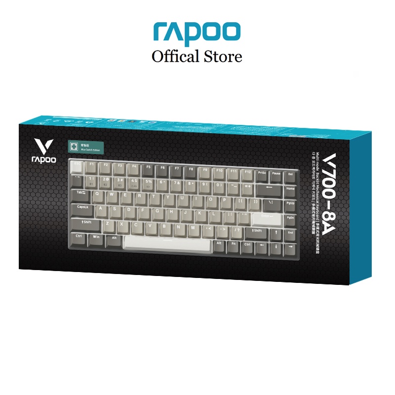 Bàn phím cơ gaming Rapoo V700-8A phong cách hoài cổ đa kết nối (Bluetooth 5.0/ 3.0, USB 2.4GHz và có dây), pin sạc