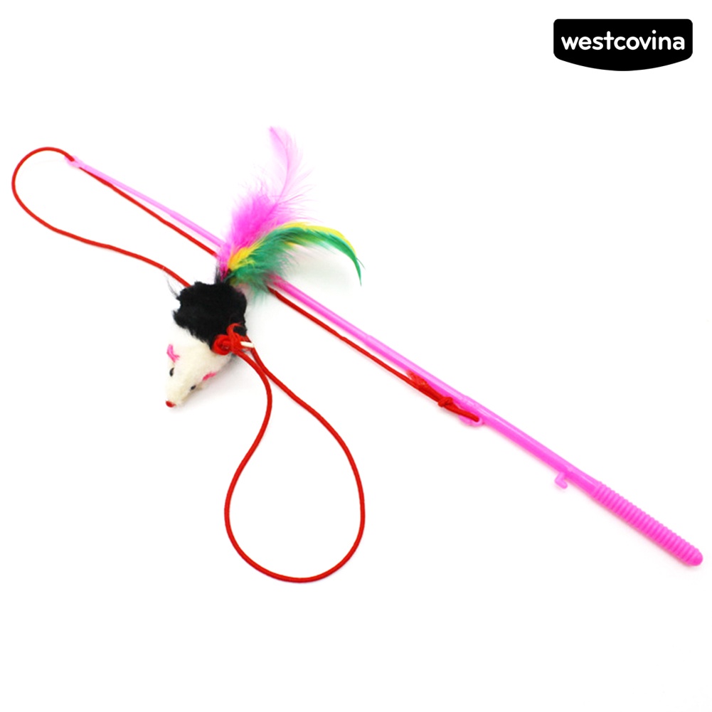 [Hot]♝Gậy Gắn Lông Vũ Hình Chuột Đồ Chơi Tương Tác Cho Mèo
