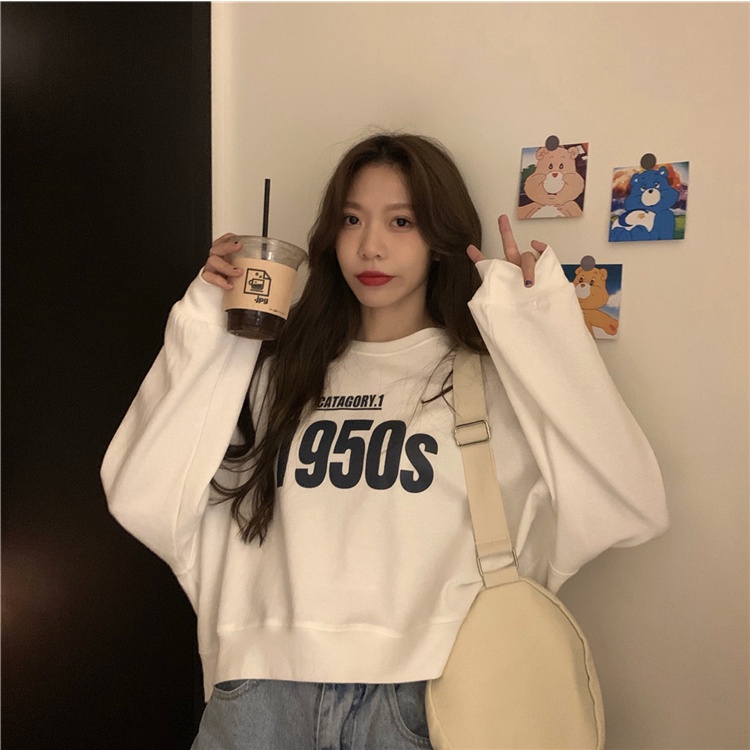 Áo Thun Lửng Tay Dài In Chữ Cá Tính Cho Nữ