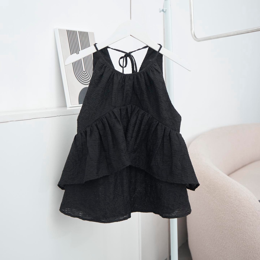 Áo yếm kiểu 2 tầng cách điệu thời trang GAGO màu đen GA4187