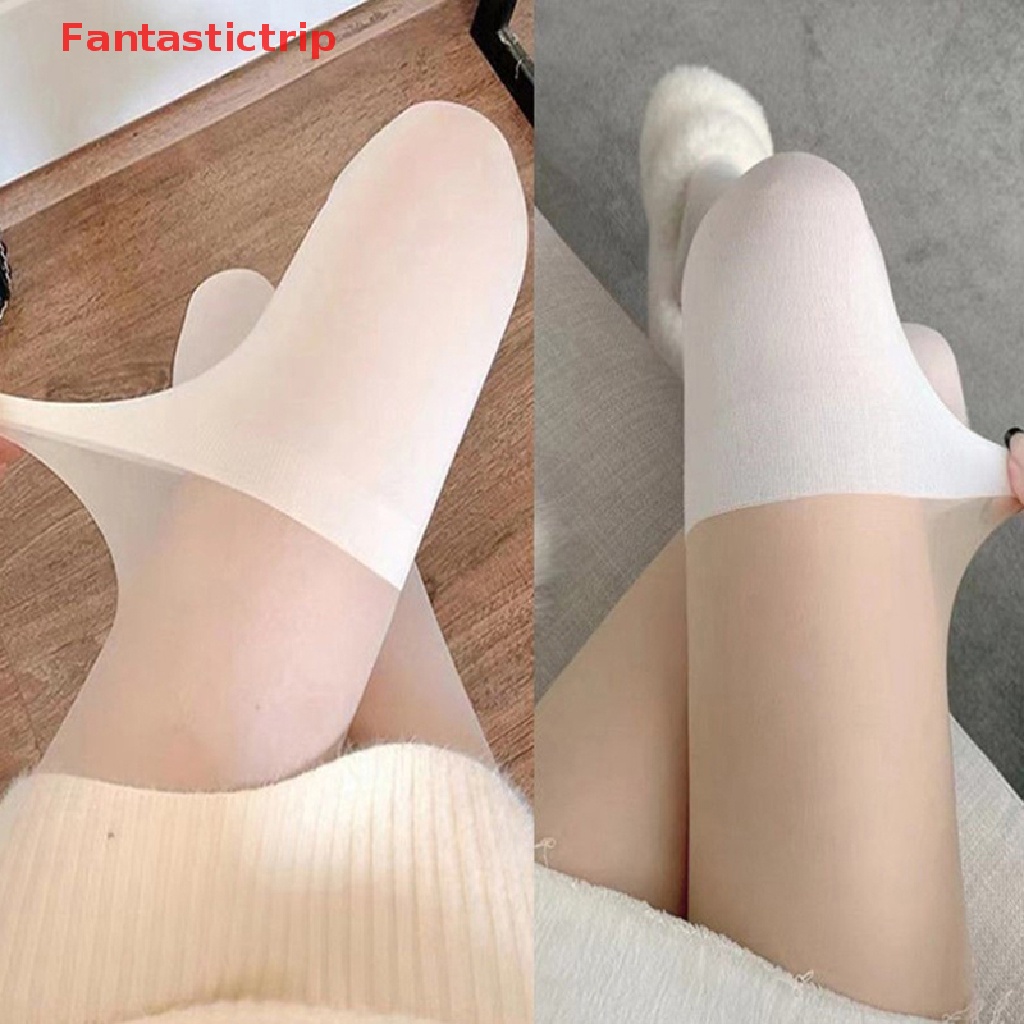 [Fantastictrip] Vớ Lụa Màu Đen Cao Ngang Đùi Phối Màu Gợi Cảm Phong Cách Nhật Bản Cho Nữ