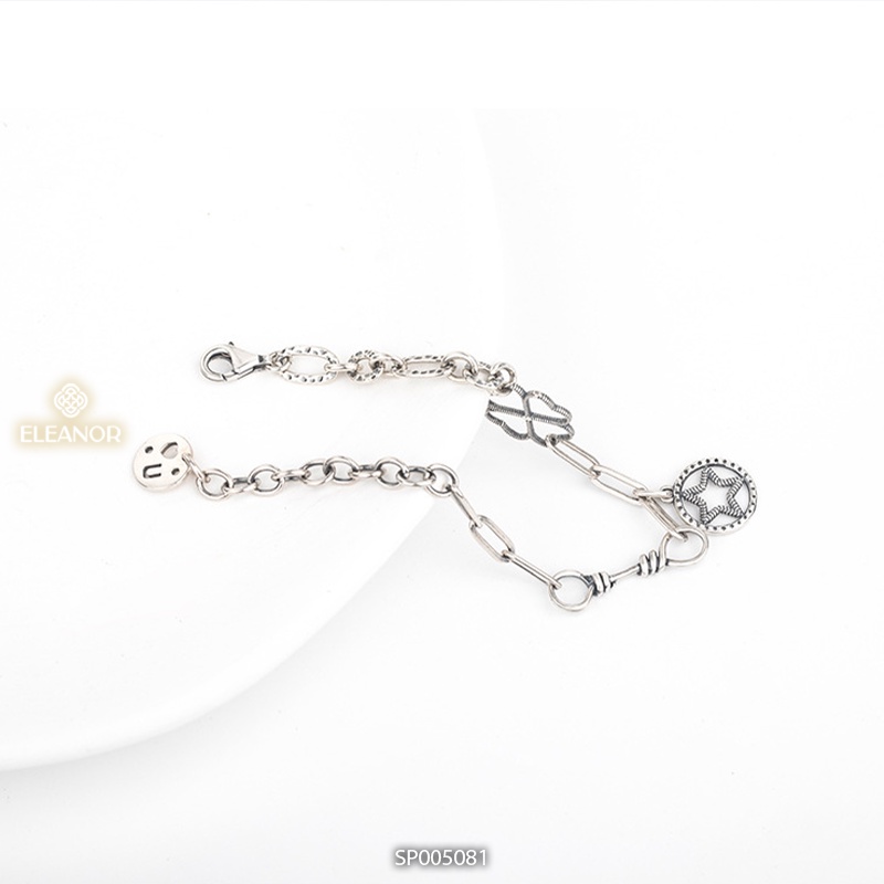 Vòng tay nữ bạc 925 Eleanor Accessories thiết kế mắt xích nhiều họa tiết phụ kiện trang sức 5081