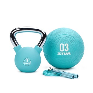 Bộ Dụng Cụ Rèn Luyện Chức Năng ZIVA - Combo Tạ Ấm 8 Kg, Bóng Tạ Thể Lực 3 Kg Và Dây Nhảy Tốc Độ - Functional Kit