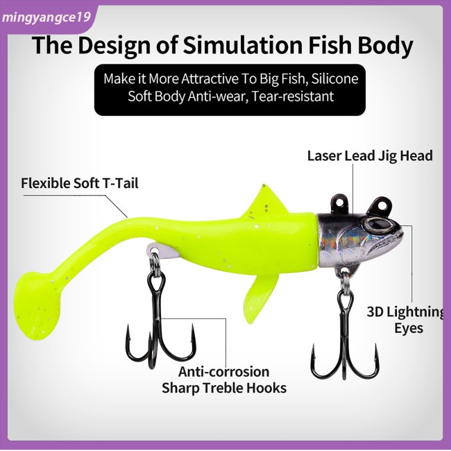 Mồi Câu Cá Giả Hình Chữ T Kèm Móc Câu Dài Mềm Mại Chuyên Dụng