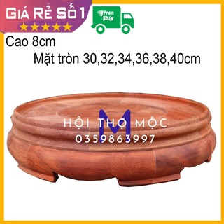 Kỷ đế tròn bẹt cỡ lớn kê phong thủy gỗ hương cao 8cm
