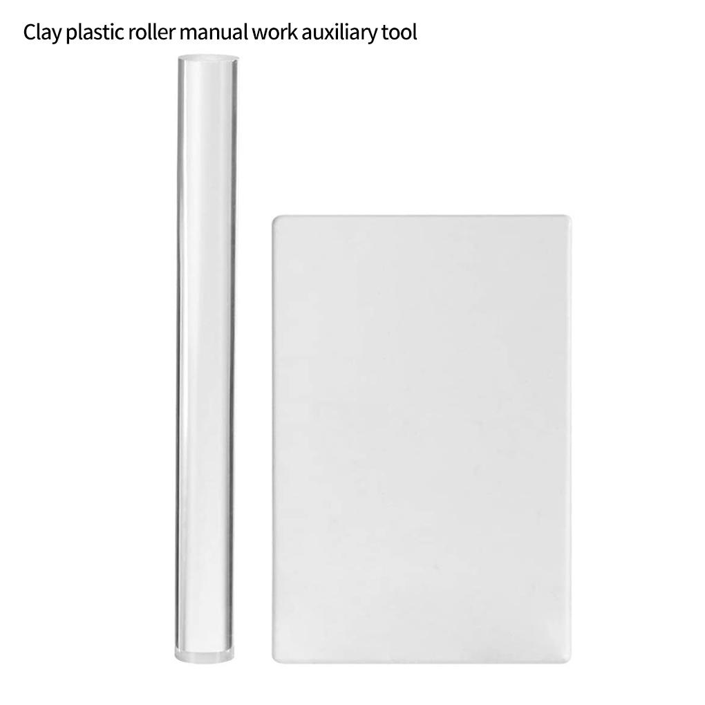 Set 2 Cây Lăn Đất Sét Hình Chữ Nhật Trong Suốt