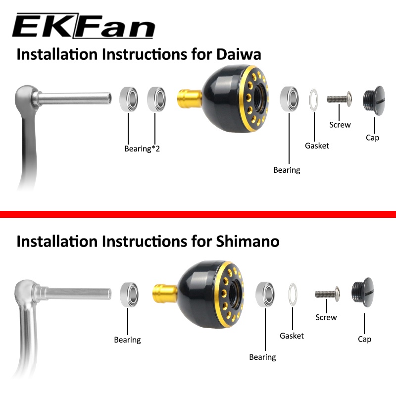 EKfan Vật liệu hợp kim nhôm Cuộn câu cá Đường kính núm 32/35 / 38MM cho shimano abu Daiwa phù hợp với cuộn mồi kéo sợi