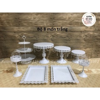 🍰 Bộ Khay Bánh 8 Món (Màu Trắng/Gold) 🍰