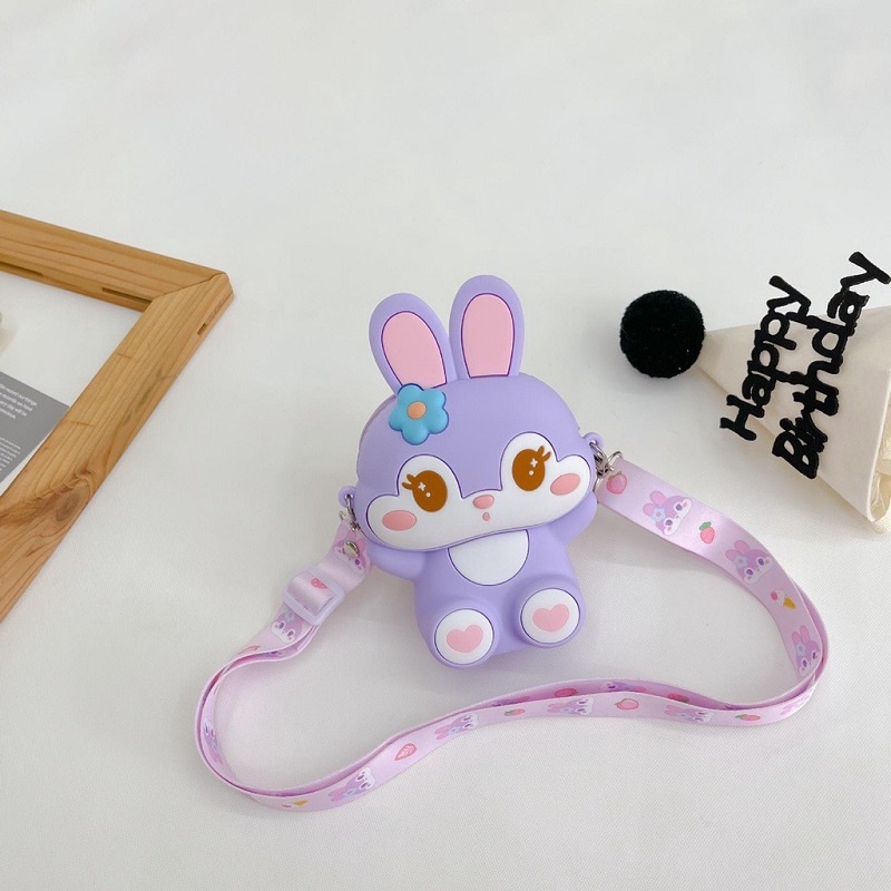 TÚI ĐEO CHÉO CHO BÉ GÁI HÌNH THỎ CUTE, TÚI DA SILICON ĐỰNG LIXI CHƠI TẾT CHO CÁC BÉ