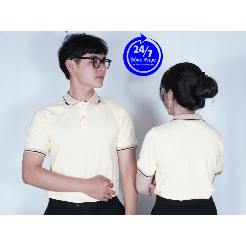 Áo POLO màu VÀNG NHẠT nhẹ nhàng lịch sự cho cặp đôi, form áo tôn dáng siêu đẹp