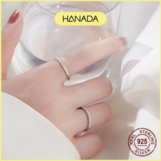 Nhẫn nữ bạc 925 nữa vòng đá đá lấp lánh đơn giản hanada 0731 - ảnh sản phẩm 5