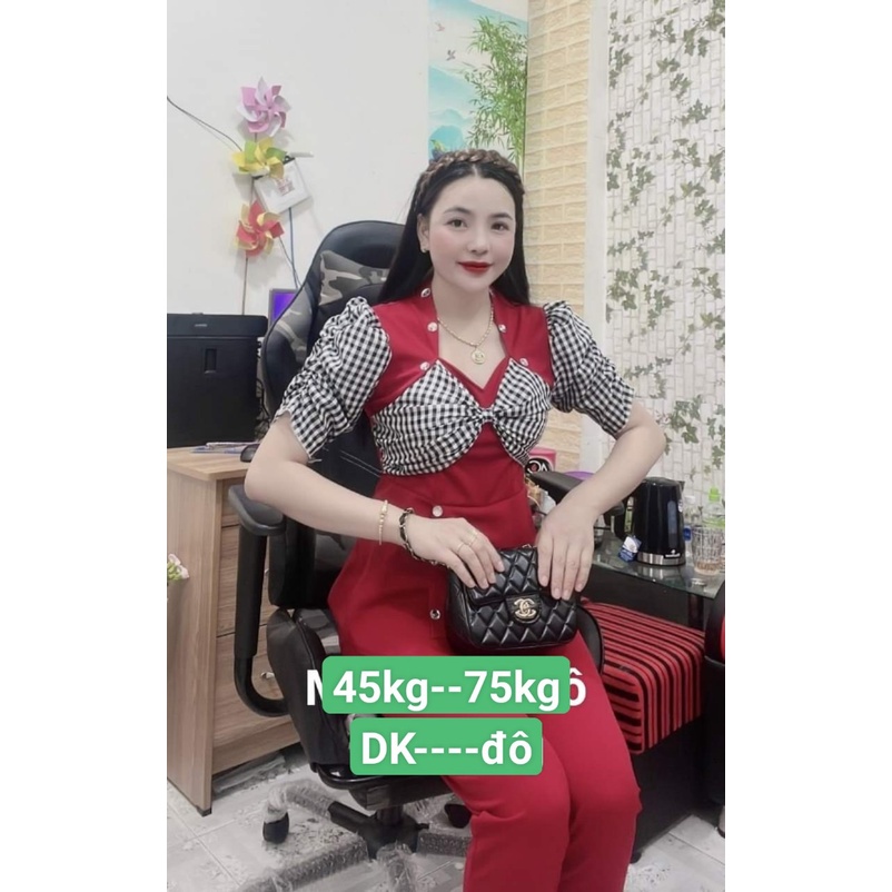 Set Bộ Thun Cát 2 Da Tay Phối Caro Cổ Nơ To không xù, không xước co giản mềm mịn mặc nhà cách điệu thêu hạt sắc xảo-TKDK