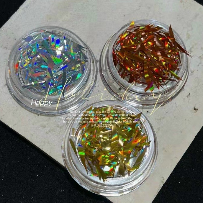 Giấy thuỷ tinh trang trí móng set 3 hũ