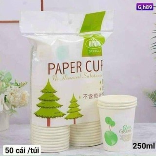 Set 50 Cốc giấy, ly giấy chịu nhiệt dùng một lần tiện lợi, thân thiện môi trường