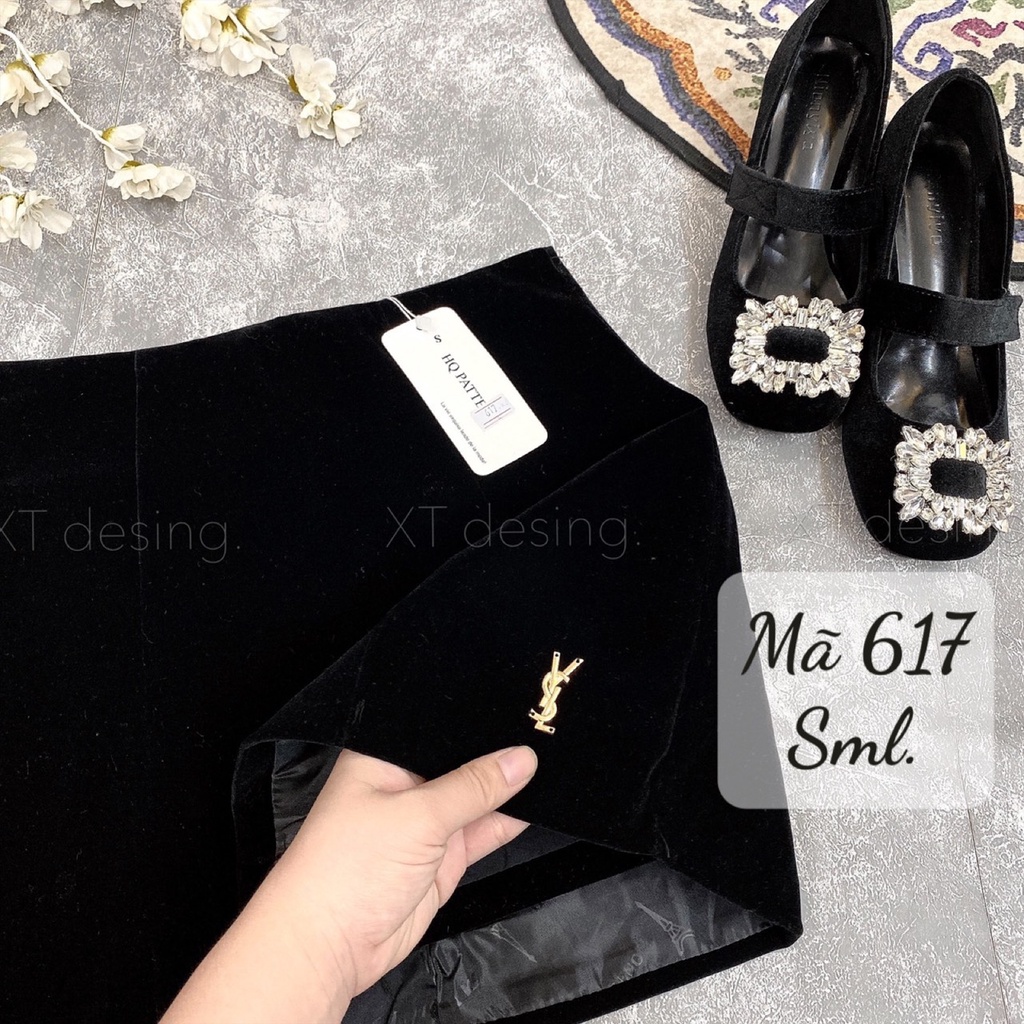 Chân váy nhung kèm tag mã 617