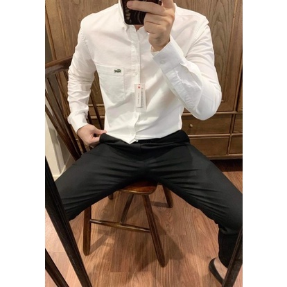 Áo Sơ Mi Nam Tay Dài LACOSTE TÚI Form SlimFit cổ cài khuy vải chính phẩm OXFORD CHỐNG NHĂN CAO CẤP 4 màu Hàng Xuất Xịn