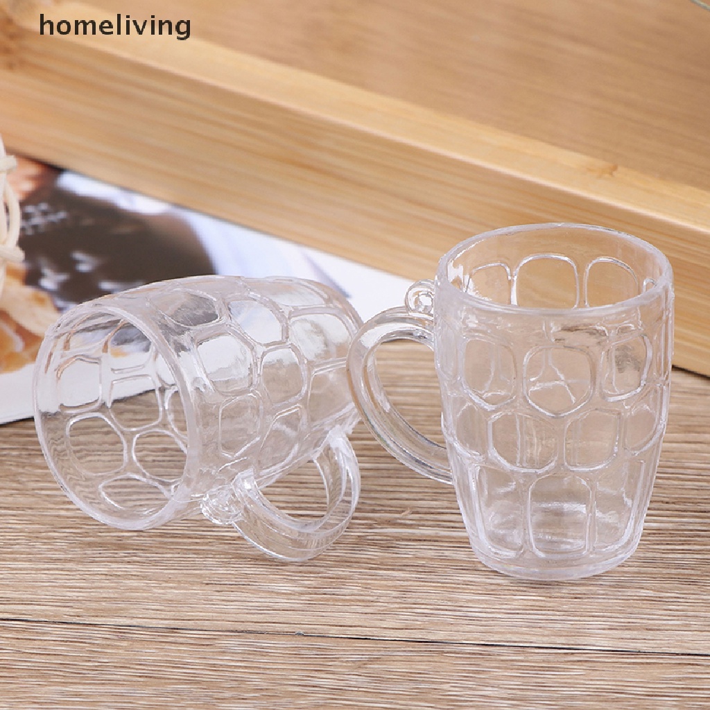 Set 5 Ly Rượu / Bia Bằng Nhựa Trong Suốt Tỉ Lệ 1: 12 Trang Trí Nhà Búp Bê
