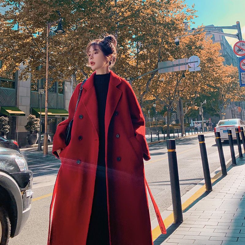 Áo Khoác Len Dày Dặn Phong Cách Hepburn Thời Trang Thu Đông Mới Cho Nữ