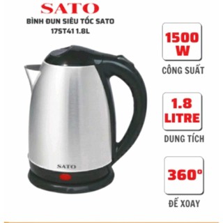 Ấm siêu tốc sato 9kd027 1.8l inox cao cấp