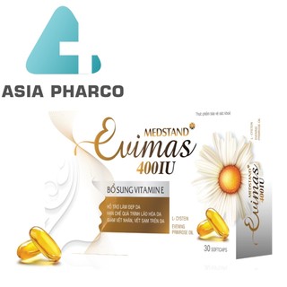 Viên uống đẹp da Vitamin E, dầu hoa anh thảo, lô hội Medstand Evimas 400IU- Hộp 30 Viên