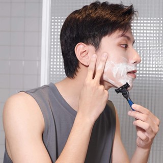 Gift for him bộ cạo râu shaving kit cho nam tay cầm kim loại + dao cạo + - ảnh sản phẩm 7