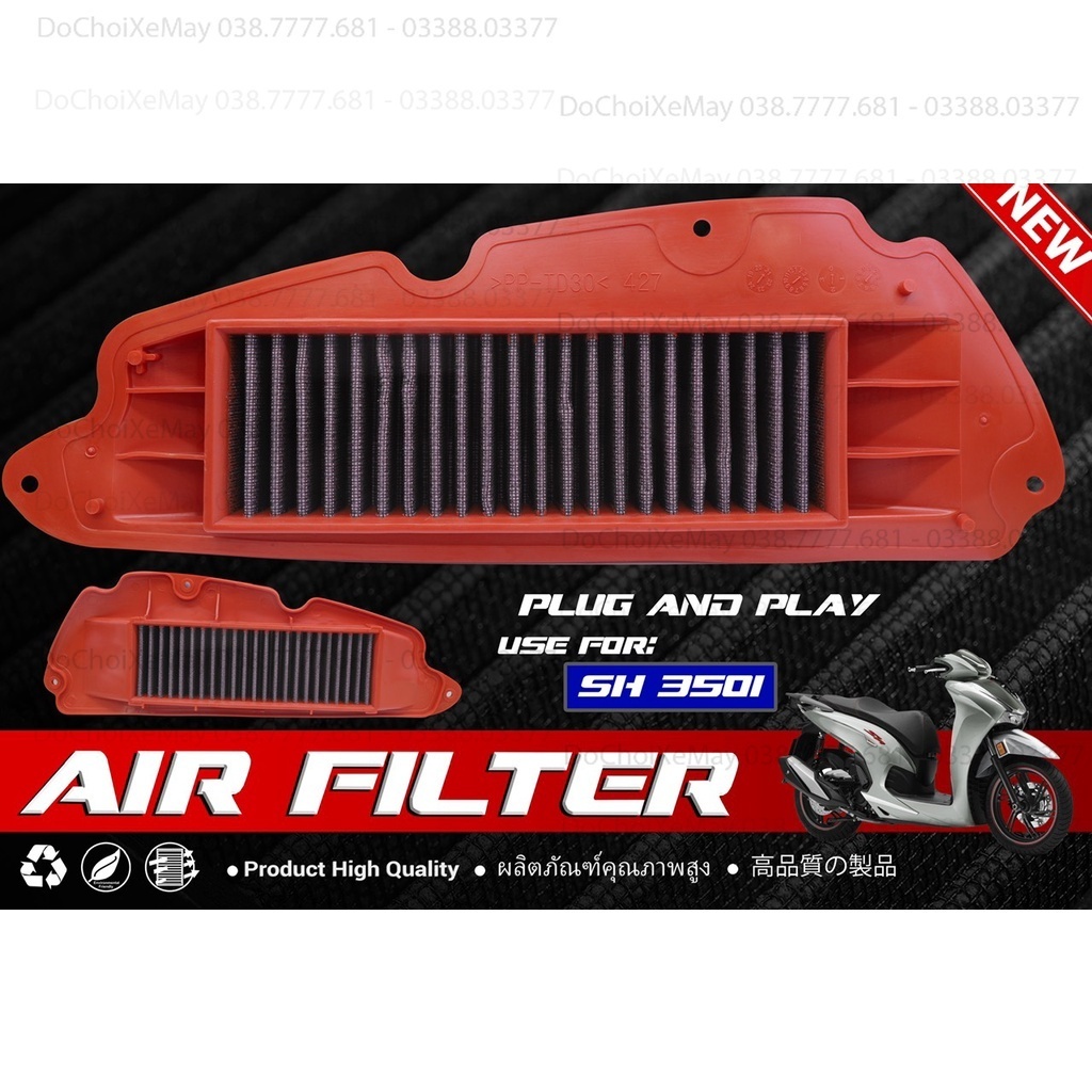 Lọc gió độ tăng tốc SH 350i hoặc SH350i lưới vải thép - PHỤ KIỆN