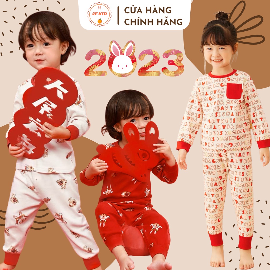 Bộ quần áo trẻ em 13-27kg Happy new year AF KID cho bé vải cotton bốn chiều cao cấp, co giãn cực tốt cho bé đón Tết