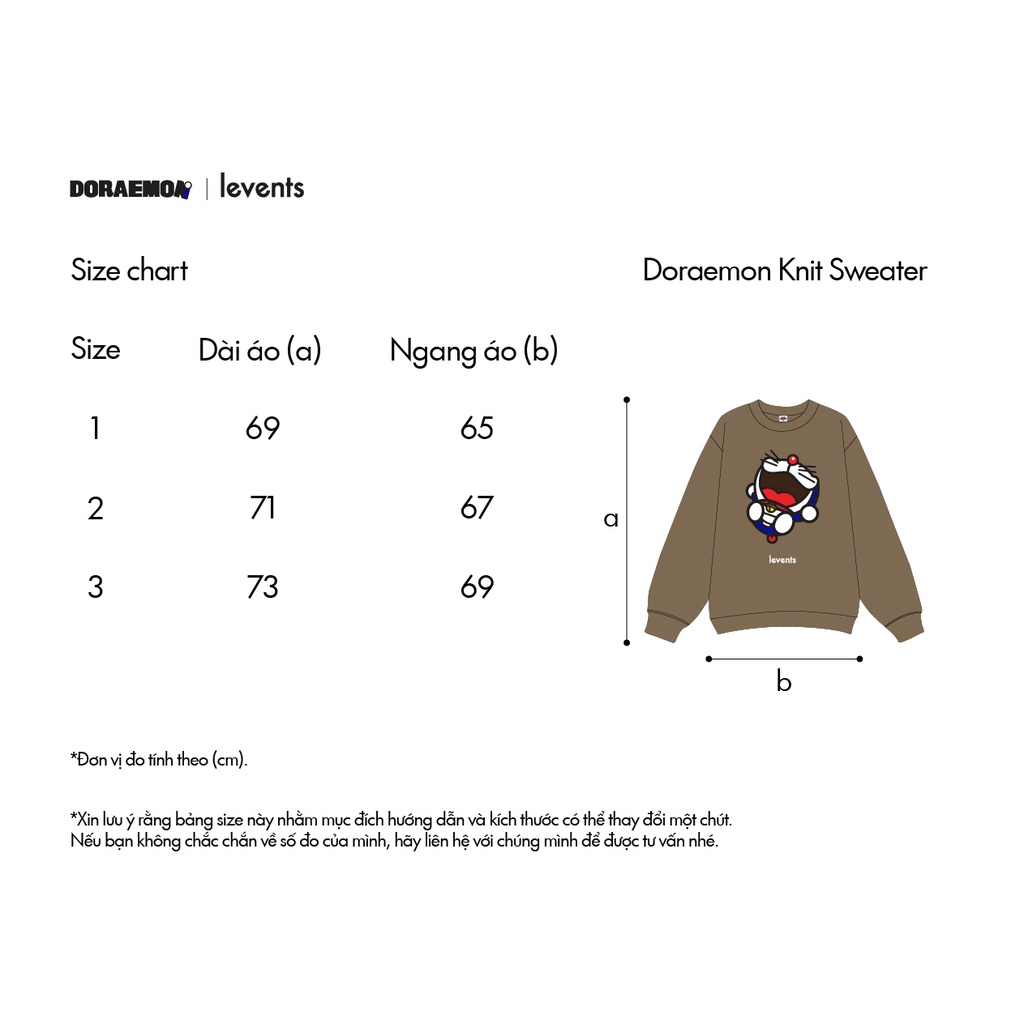 Áo Sweater Len Levents Doraemon/ Brown