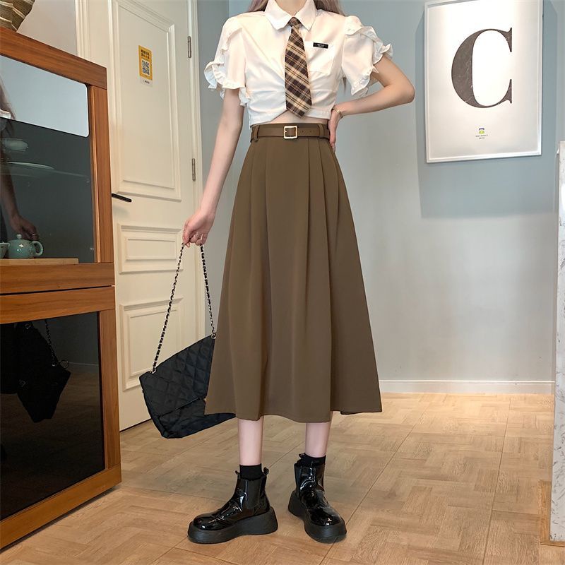 Chân Váy Chữ A Lưng Cao Phong Cách Retro Thời Trang Mùa Thu Cho Nữ