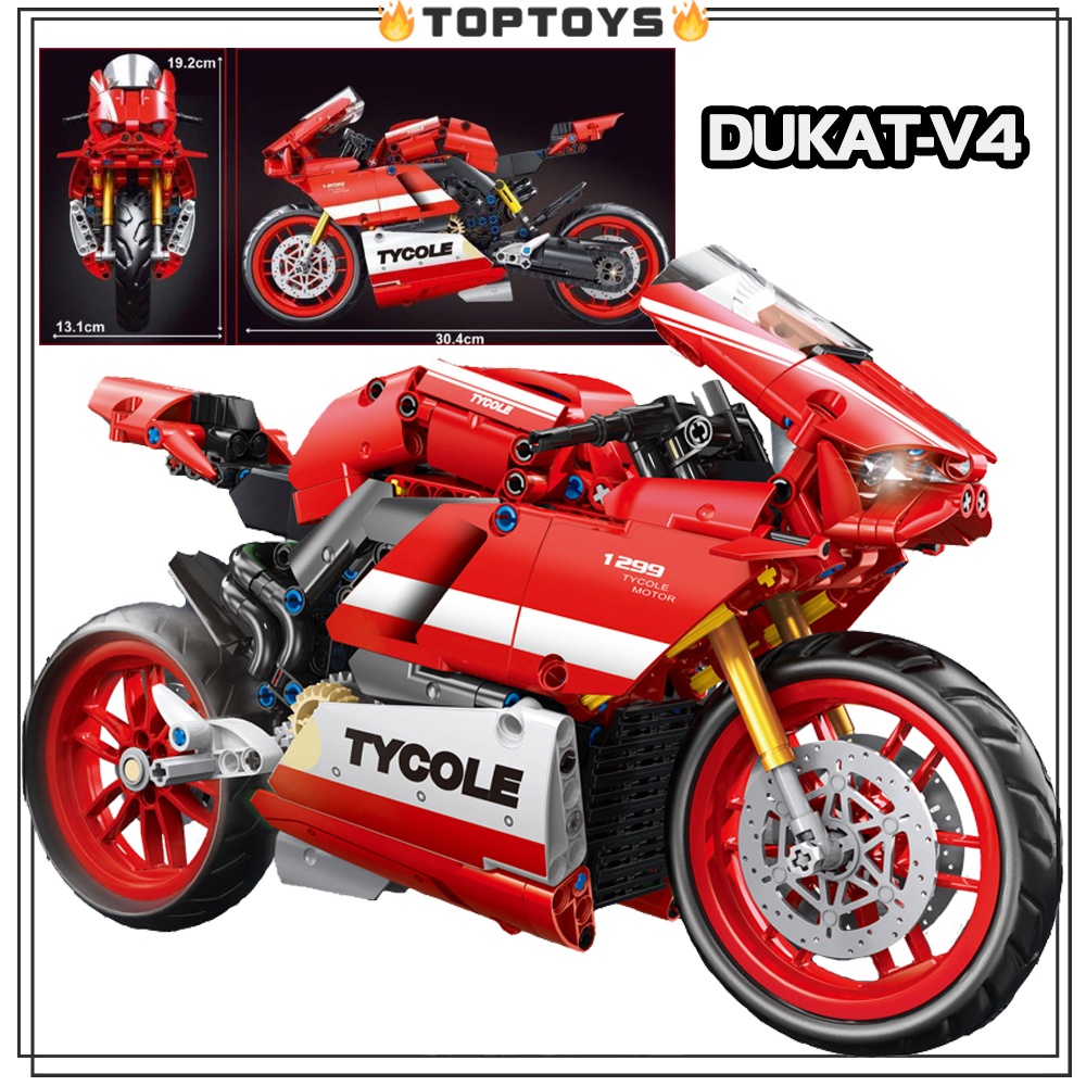 DUKAT-V4 T3043 Đồ trang trí xe máy Creator Khối xây dựng mô hình Quà tặng đồ chơi xây dựng dành cho trẻ em trai