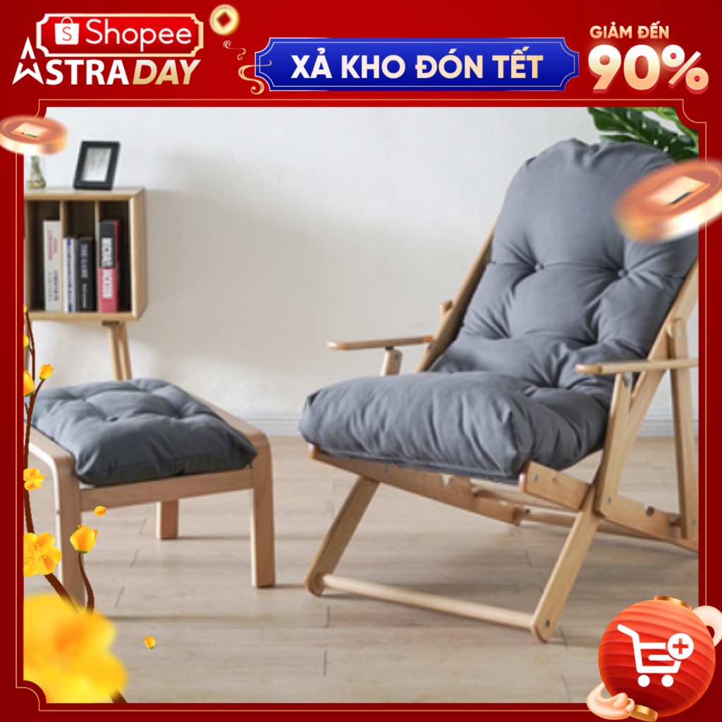 Ghế Thư Giãn Nghỉ Ngơi, Ghế Gấp Ngoài Trời Chất Liệu Gỗ Thịt Rắn Chắc Kèm Đôn Cao Cấp | BigBuy360 - bigbuy360.vn