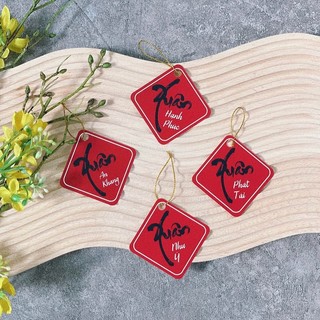 Combo 20 tag treo hộp quà tết hình vuông hoạ tiết Xuân