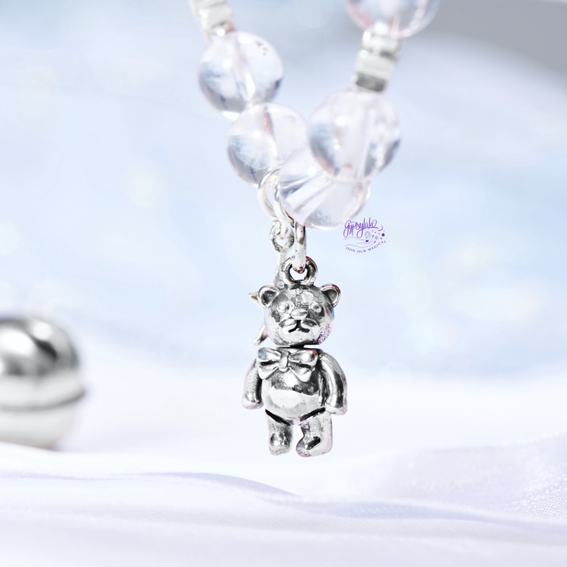 Vòng Tay Đá Tuyết Thạch Anh Trắng Charm Gấu Bạc 925 SP005661 Gypsy.lala